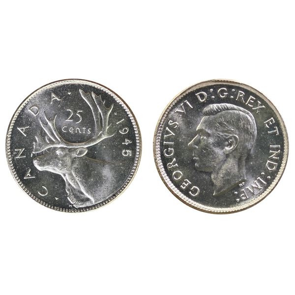 1945 25¢ ICCS Superb Gem Mint State-66  Blast white example.