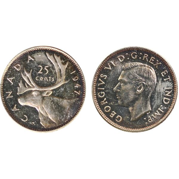 1947 25¢ ICCS Gem Mint State-65  Highly lustrous with hint russet and golden tones.  A superior exam