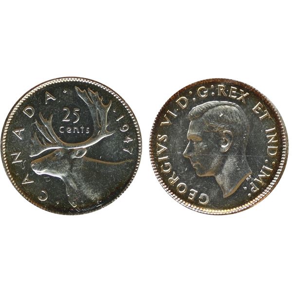 1947 25¢ ICCS Gem Mint State-65.  Gem white with light golden perimeter tones.