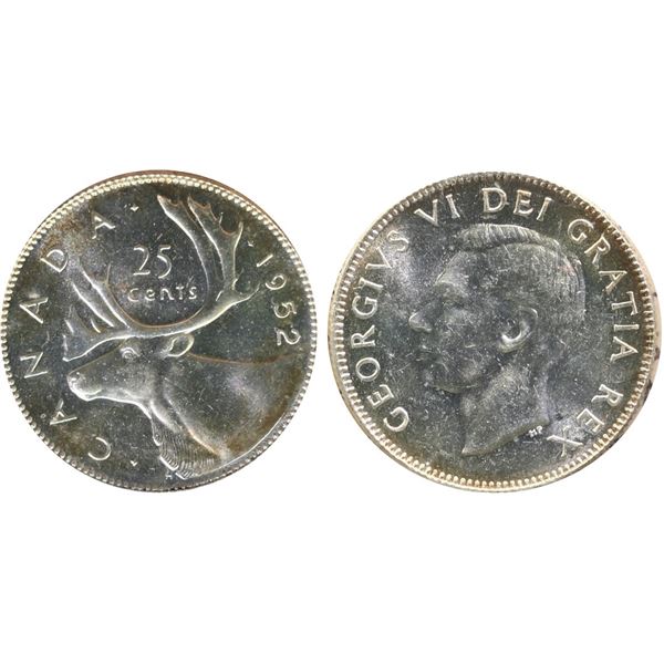 1952 25¢ ICCS "2 X HP, Low Relief" Very Choice Mint State-64. Much scarcer than the popular 1937 2 X