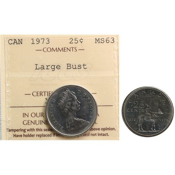 1973 25¢ "Large Bust" ICCS Choice Mint State-63