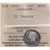 Image 2 : 1891 10¢ "21 Leaves" ICCS Gem Mint State-65 Light gold and champagne tones over full underlying lust