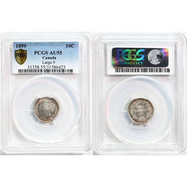 1899 10¢ "Large 9's" PCGS Choice About Uncirculated-55  Brilliant and lustrous with a touch of golde