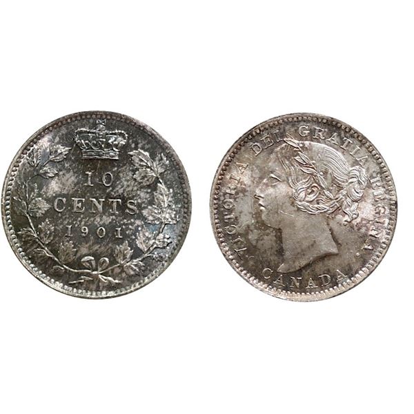 1901 10¢ ICCS Gem Mint State-65 Intense autumn shades over full underlying lustre. Ex. Landon exampl