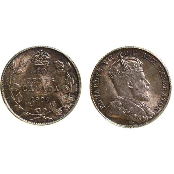 1909 10¢ "Victorian Leaves" CCCS Choice Mint State-63 Light tone over full underlying lustre.  Scarc