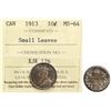 Image 1 : 1913 10¢ "Small Leaves" ICCS Choice Mint State-64.  Lightly toned.