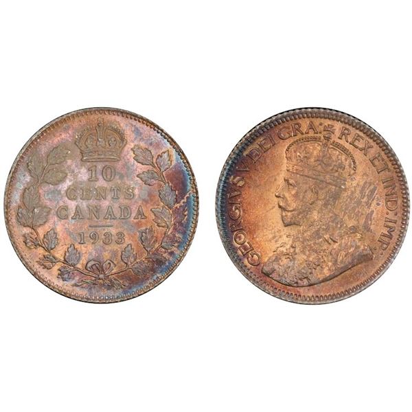 1933 10¢ PCGS Superb Gem Mint State-66  Razor sharp example with nice eye appeal.