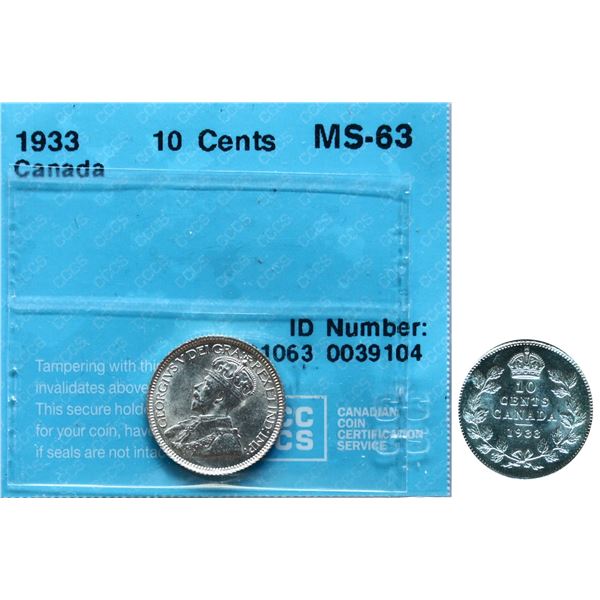 1933 10¢ CCCS Choice Mint State-63