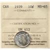 Image 2 : 1939 10¢ ICCS Gem Mint State-65.  Blast white example.