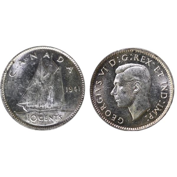 1941 10¢ "Dbl 1941" ICCS Choice Mint State-63.  A truly impressive example with a fully doubled date