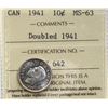 Image 2 : 1941 10¢ "Dbl 1941" ICCS Choice Mint State-63.  A truly impressive example with a fully doubled date