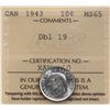 Image 2 : 1943 10¢ "Dbl 19" ICCS Gem Mint State-65. A superbly lustrous example of an unlisted variety, an exc