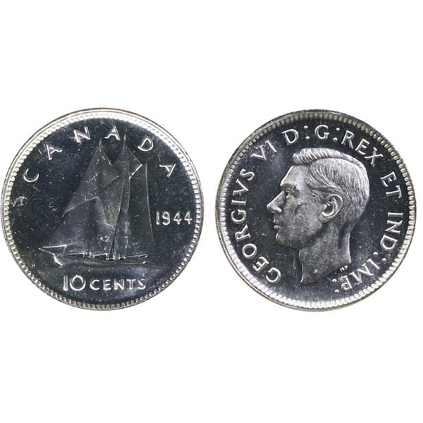 1944 10¢ "Dbl 19, Heavy Cameo" ICCS Gem Mint State-65. An unbeatable monster, with perfect fields an