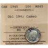 Image 2 : 1945 10¢ "Dbl 194, Cameo" ICCS Gem Mint State-65. A lovely example with nice eye appeal. With a near