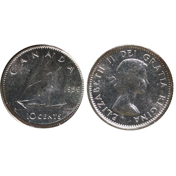 1956 10¢ Dot ICCS Superb Gem Mint State-66.  Superb example of this sought-after variety.