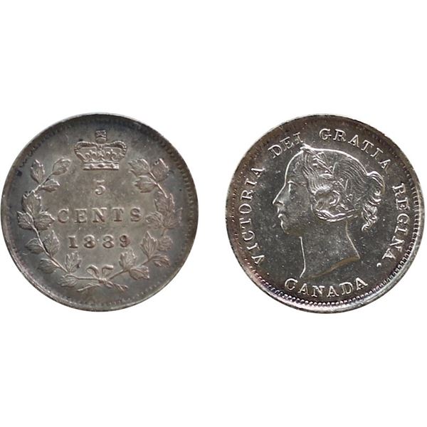1889 5¢ ICCS Choice Mint State-63 Lustrous example with proof-like fields.  Semi-Key date.