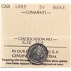 Image 2 : 1889 5¢ ICCS Choice Mint State-63 Lustrous example with proof-like fields.  Semi-Key date.
