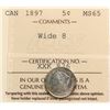 Image 2 : 1897 5¢ "Wide 8" ICCS Gem Mint State-65 Brilliant and lustrous with just a touch of golden tone.