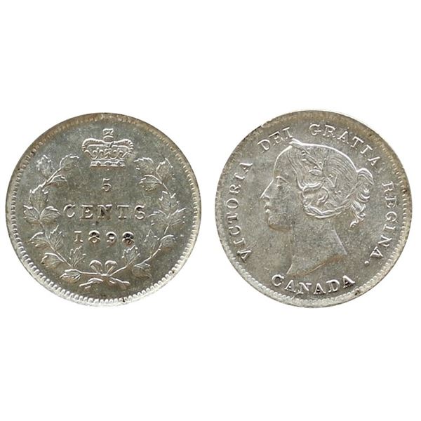 1898 5¢ ICCS Choice Mint State-63.  Lightly toned.