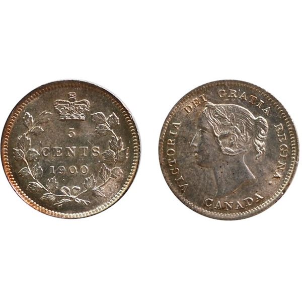 1900 5¢ "Round O" ICCS Gem Mint State-65.  Great lustre with delicate golden tone.  Very scarce in t