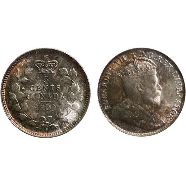 1902 5¢ "Small H"  ICCS Gem Mint State-65 Lightly toned.
