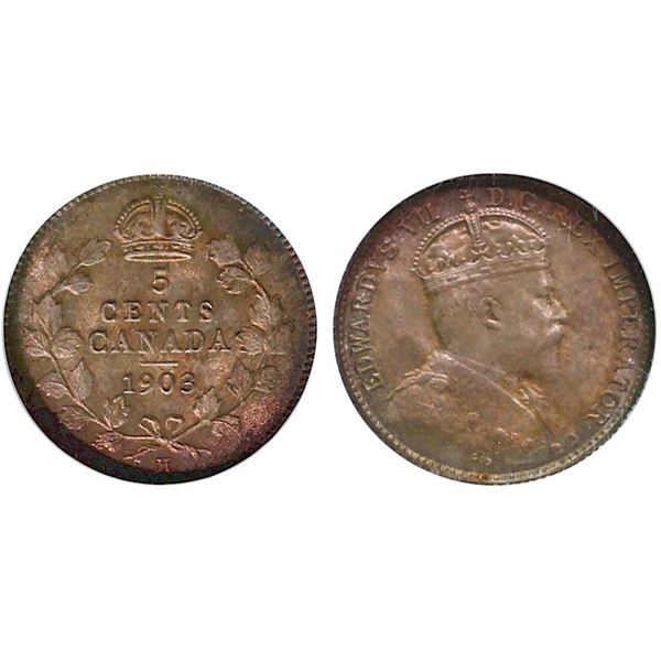 1903H 5¢ "Small H" NGC Gem Mint State-65.  Fully struck with attractive gold and emerald tones.  Ano