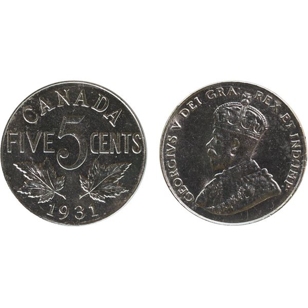 1931 5¢ ICCS Gem Mint State-65 Fully struck with great lustre and superb surfaces.  Rare in top cond