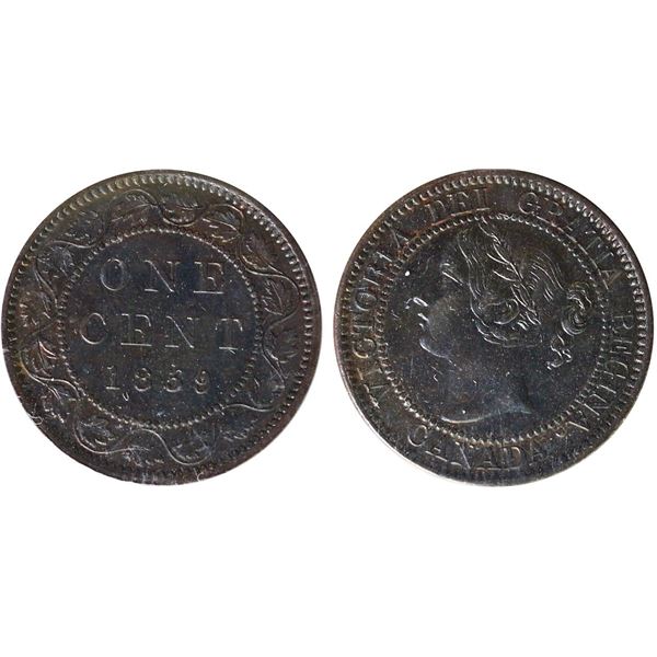 1859 1¢ "DP N9#3 - 5/5" ICCS Choice About Uncirculated-55.  A nice lustrous brown example of this so