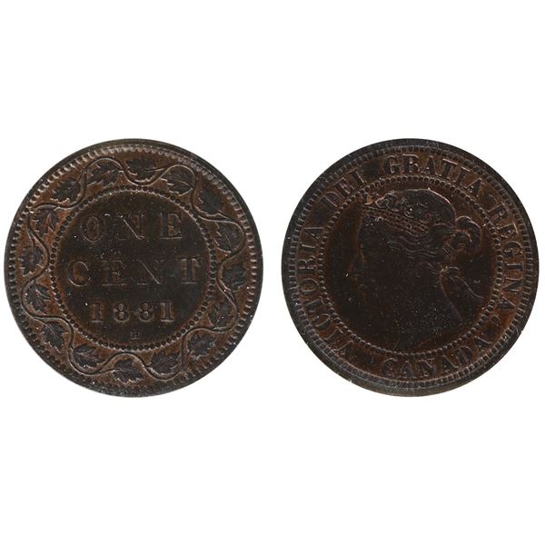 1881H 1¢ "Dbl Die Obverse" ICCS Choice Mint State-62 Trace Red.  Very scarce in high grade.