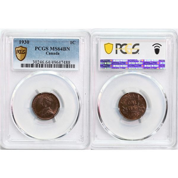 1930 1¢ PCGS Choice Mint State-64BN.  Lustrous brown with traces of red. A superb semi-key date.