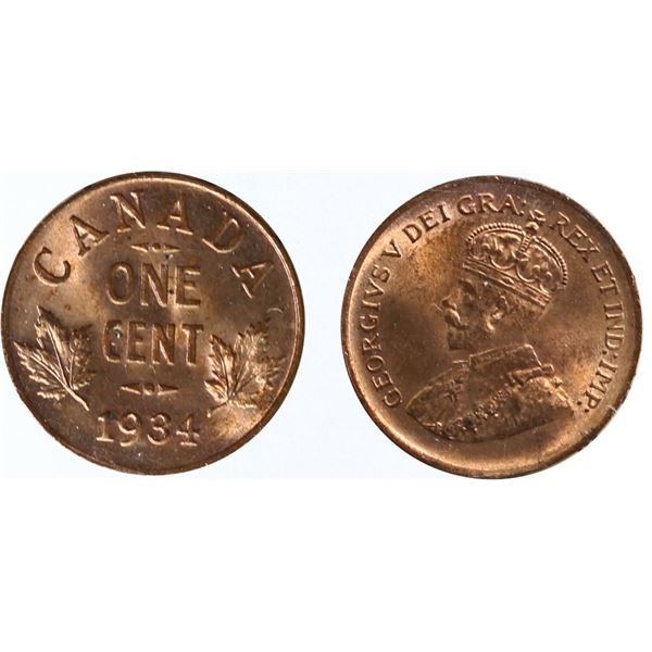 1934 1¢ ICCS Gem Mint State-65 Red  A flashy example.