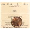 Image 2 : 1934 1¢ ICCS Gem Mint State-65 Red  A flashy example.