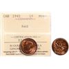 Image 1 : 1945 1¢ ICCS Gem Mint State-65 red. Nice wine red example.