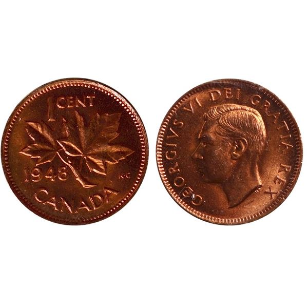 1948 1¢ "A to Large Denticle" ICCS Gem Mint State-65 Full Red.  A flashy example.