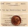 Image 2 : 1948 1¢ "A to Large Denticle" ICCS Gem Mint State-65 Full Red.  A flashy example.