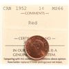 Image 2 : 1952 1¢ ICCS Superb Gem Mint State-66 Full Red