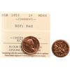 Image 1 : 1953 1¢ "NSF" ICCS Superb Gem Mint State-66 Full Red.  A similar example sold at the prominence XII 