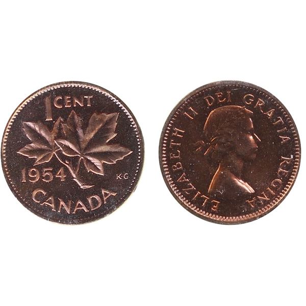 1954 1¢ "NSF"  ICCS Superb Gem Proof-Like-66  Full wine Red.