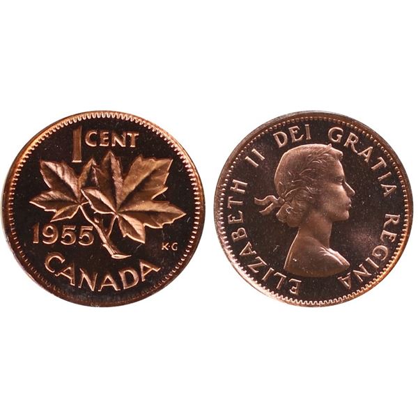 1955 1¢ ICCS Superb Gem Proof-like-66 Red, Ultra Heavy Cameo. A popular and difficult coin to encoun