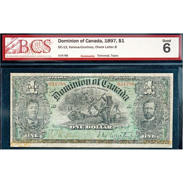 1897 $1 DC-12 #034788 BCS Good-6 with issues