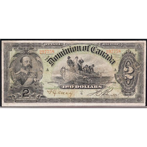 1897 $2 DC-14c #297758 CCCS Very Fine-20, Boville