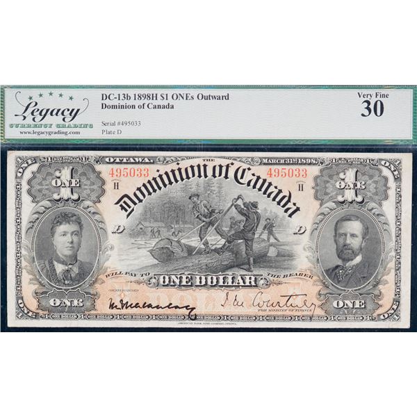 1898 $1 DC-13b #495033 "Series H" Legacy Choice Very Fine-30.  A very nice and bright example.