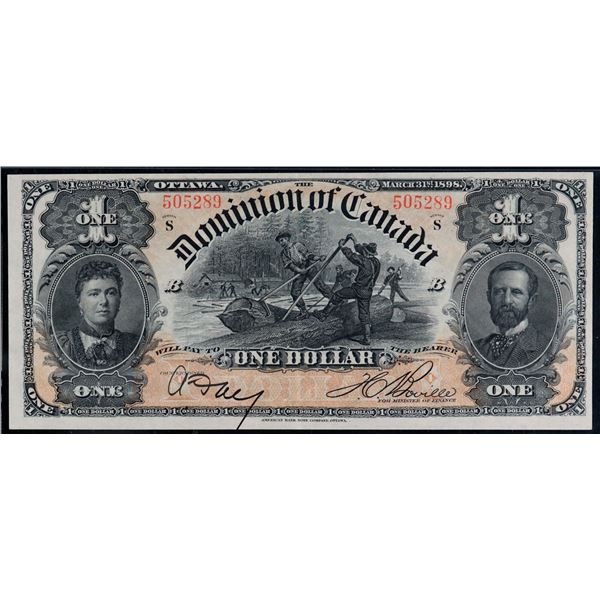 1898 $1 DC-13c #505289  Boville - "Outward" Legacy Choice About Uncirculated-55.  A superb,  bright 