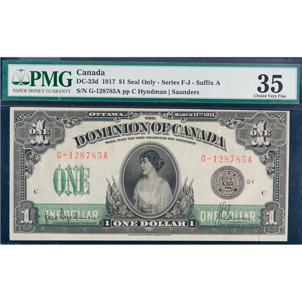 1917 $1  DC-23d #G-128785A PMG Choice Very Fine-35