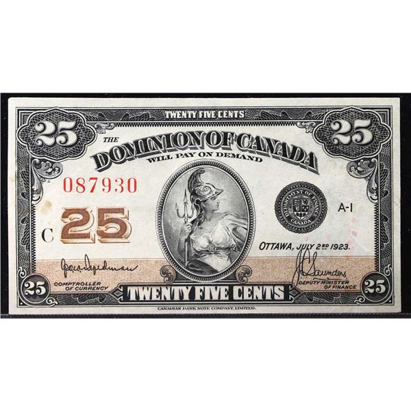 1923  25¢ "Shinplaster" DC-24b "Hyndman - Letter C" CCCS Choice About Uncirculated-55