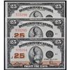 Image 1 : 1923  25¢ "Shinplaster" DC-24c #535294-395-296 "Letter J - McCavours" Lot of 3 consecutive notes Cri