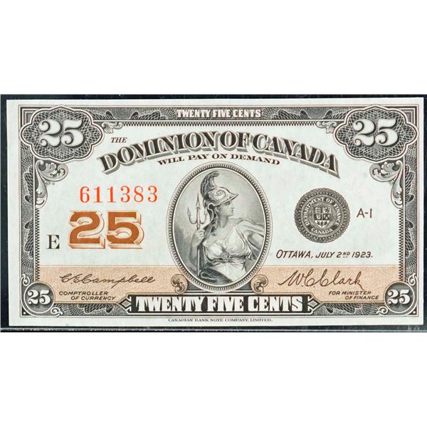 1923  25¢ "Shinplaster" DC-24d #611383 "Letter E - Campbell" Legacy Gem Uncirculated-65PPQ.  This is
