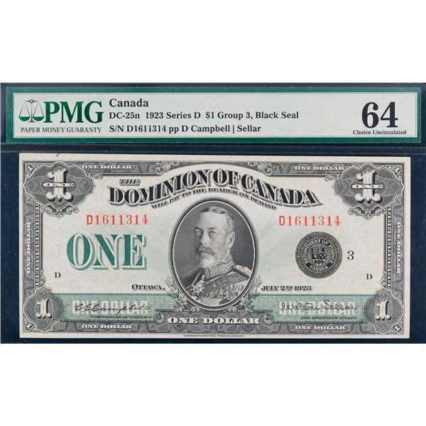 1923 $1 DC-25n #D1611314  PMG Choice Uncirculated-64