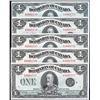 Image 1 : 1923 $1 DC-25o #E6601723-1727. Lot of 5 consecutive numbered notes BCS Choice About Uncirculated-58.