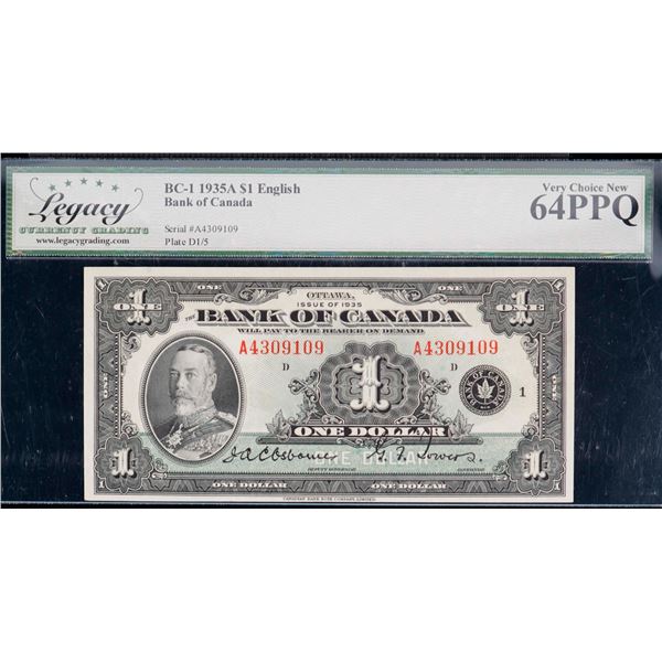1935 $1 BC-1 #A4309109 Legacy Choice Uncirculated-64PPQ